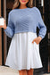 Sky Blue Stripe Pleated High Waist Dress