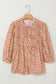 Floral Print Bow Pintuck Bust Half Puff Sleeve Blouse