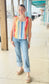 Contrast Striped Tie Shoulder Tank