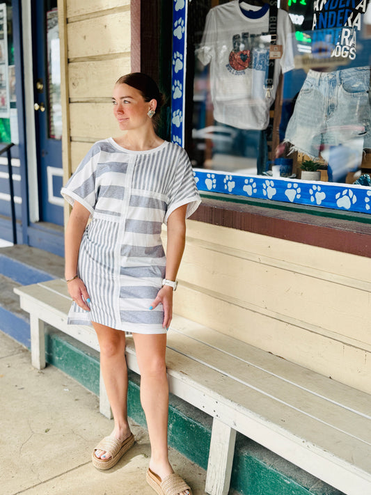 Striped Short Sleeve Mini Tee Dress