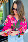 Flower Print Ruffled Puff Sleeve Blouse