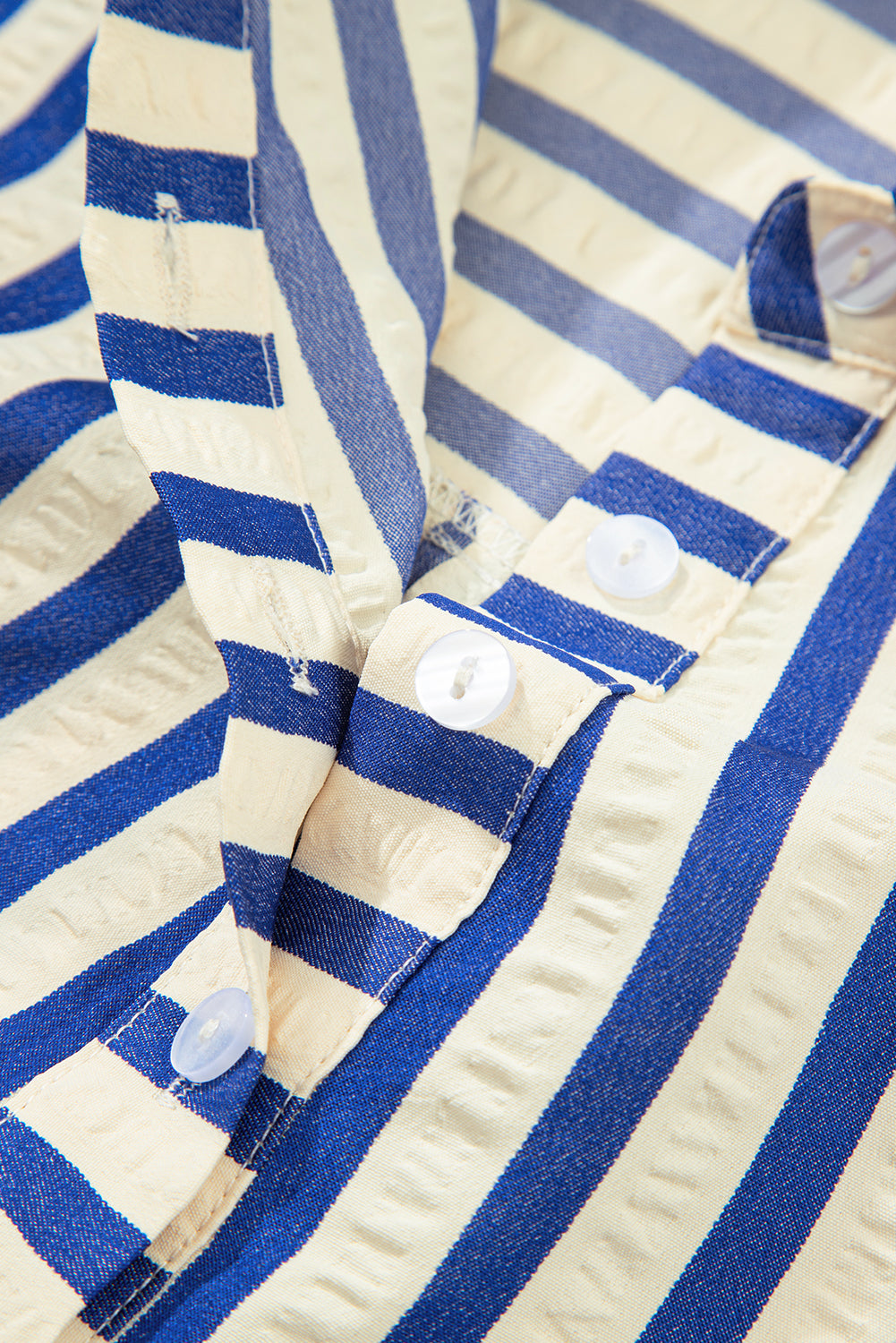 Blue Stripe Half Button Mini Dress