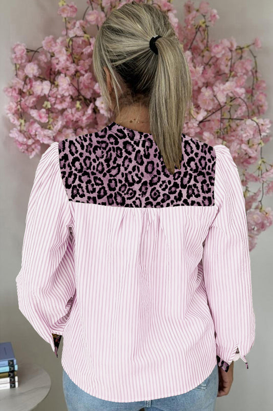 Striped Leopard Patchwork Top