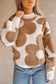 Khaki Big Flower Pattern Drop Shoulder Sweater