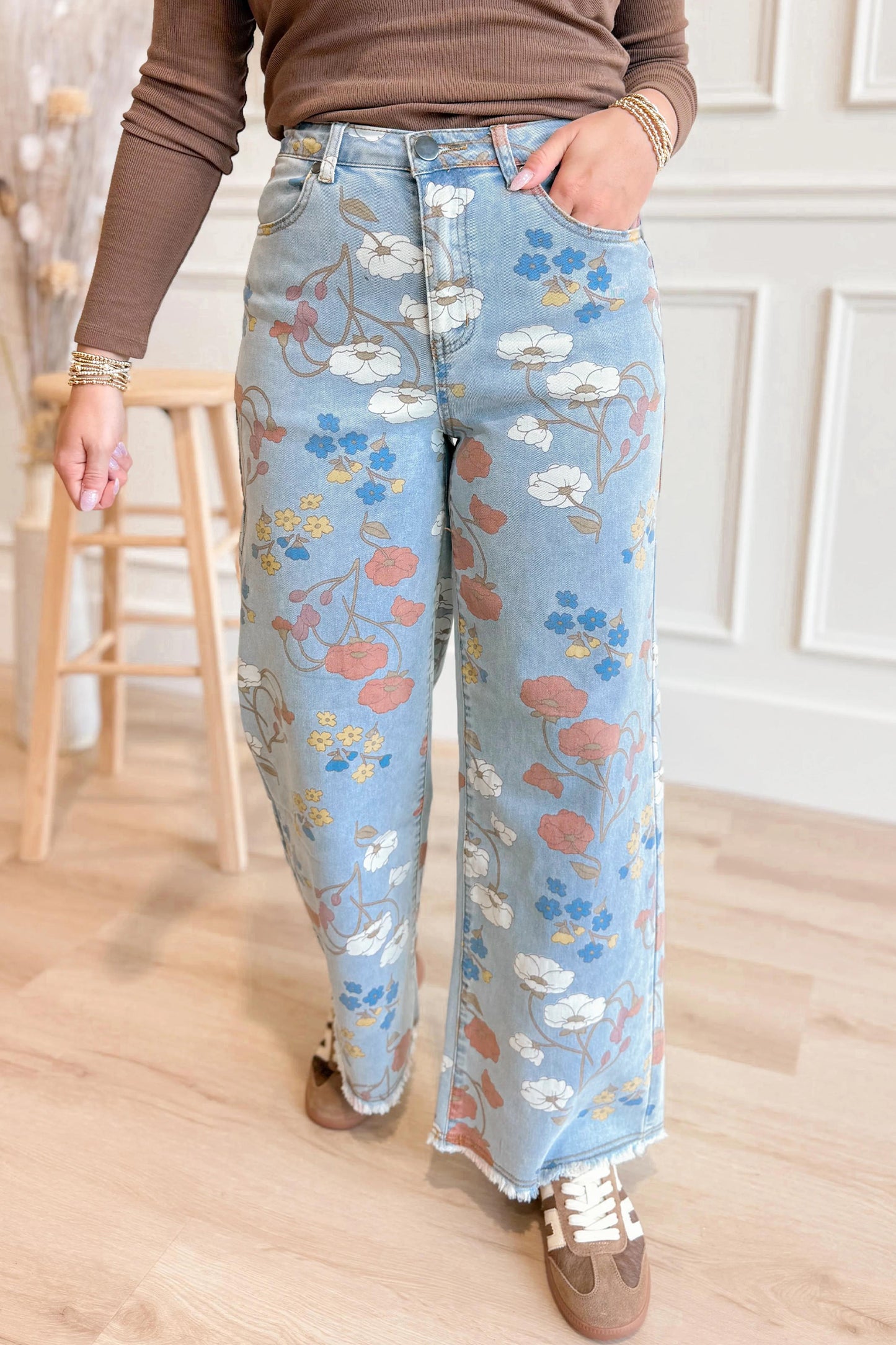 Floral Flare Printed Jeans