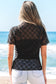 Bow Sheer Mesh Mock Neck Short Sleeve Top