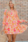 Orange Abstract Print Smocked Mini Dress