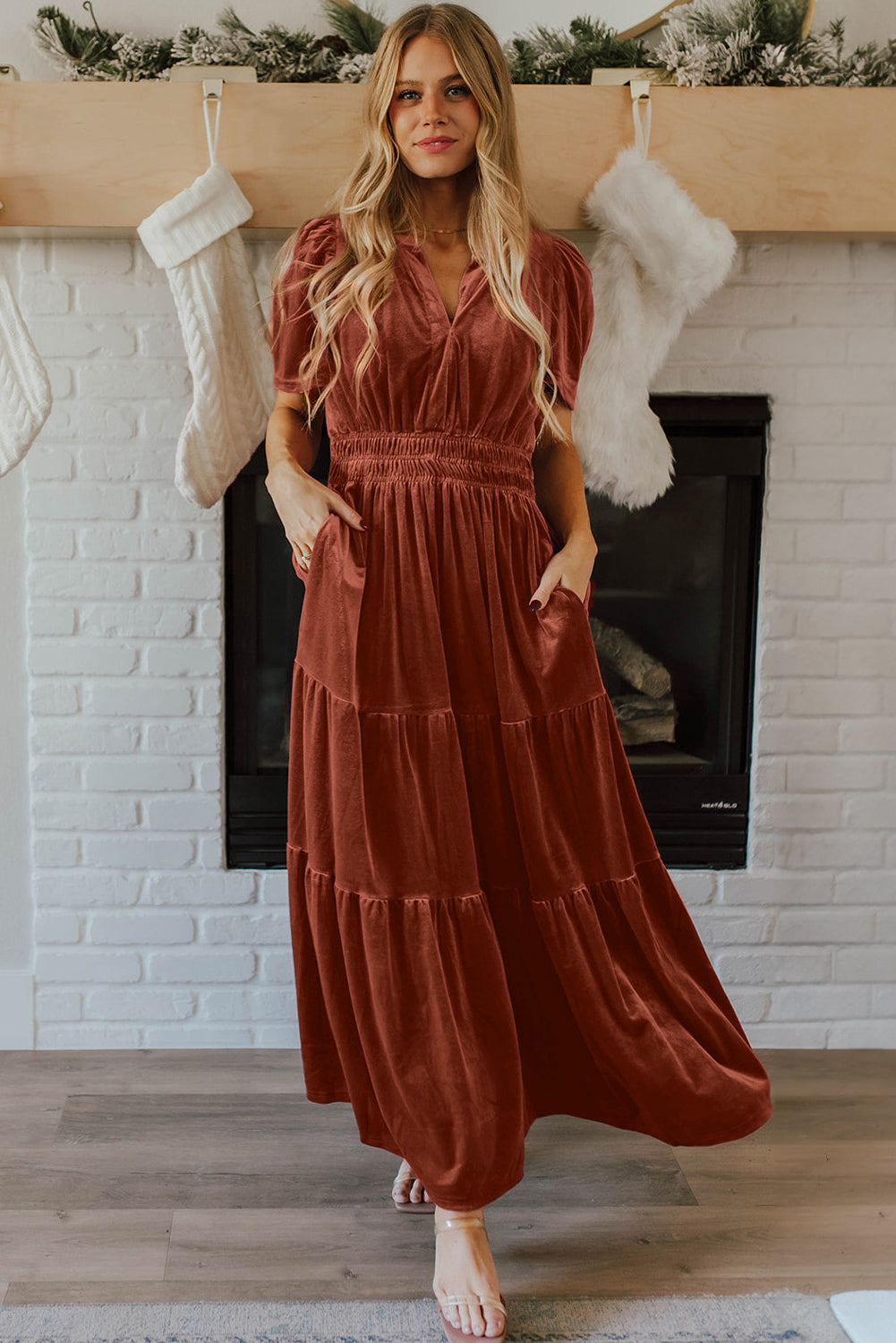 Velvet Dreams Tiered Maxi Dress