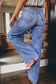 Center Seam Detail Straight Loose High Rise Jeans