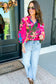 Flower Print Ruffled Puff Sleeve Blouse