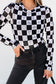 Black Checkerboard Western Elements Printed Mesh Top