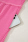 Pink Ribbed Short Sleeve V Neck Buttoned Romper