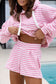 Pink Stripe Hoodie and Wide Leg Shorts Set