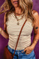 Stripe Exposed Seam Trim Top