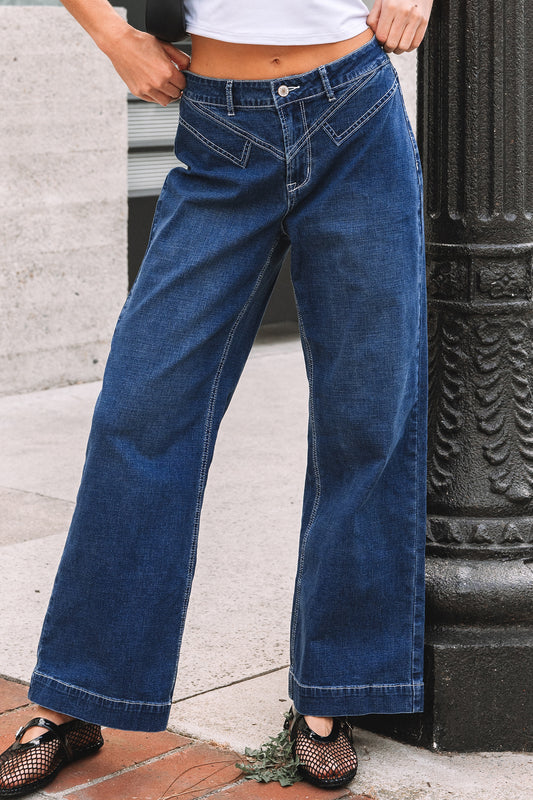 Sail Blue Stitched Cuff Jeans