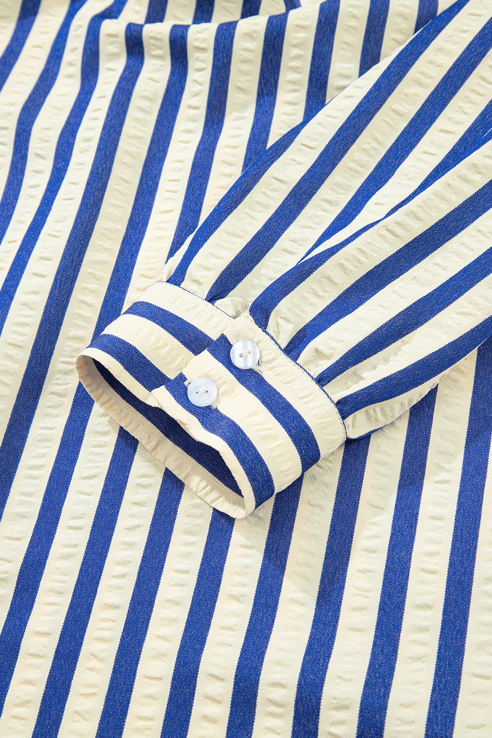 Blue Stripe Half Button Mini Dress