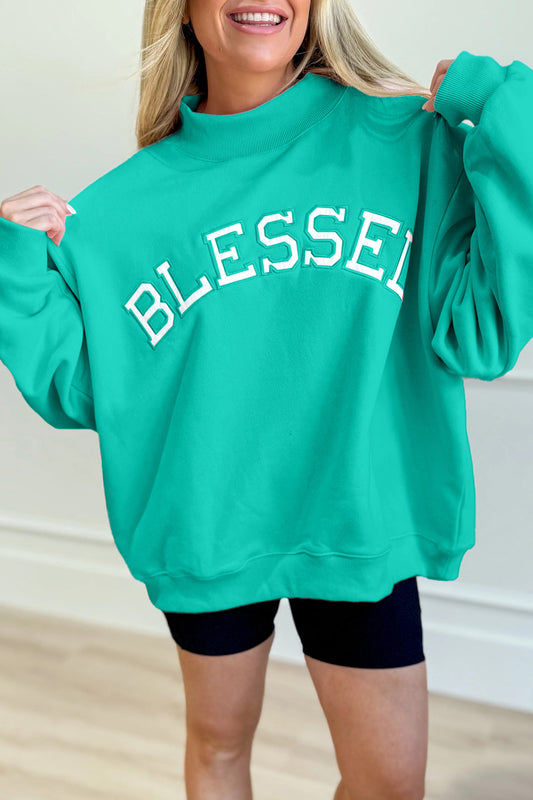 Oversized Blessed Embroidered Sweatshirt