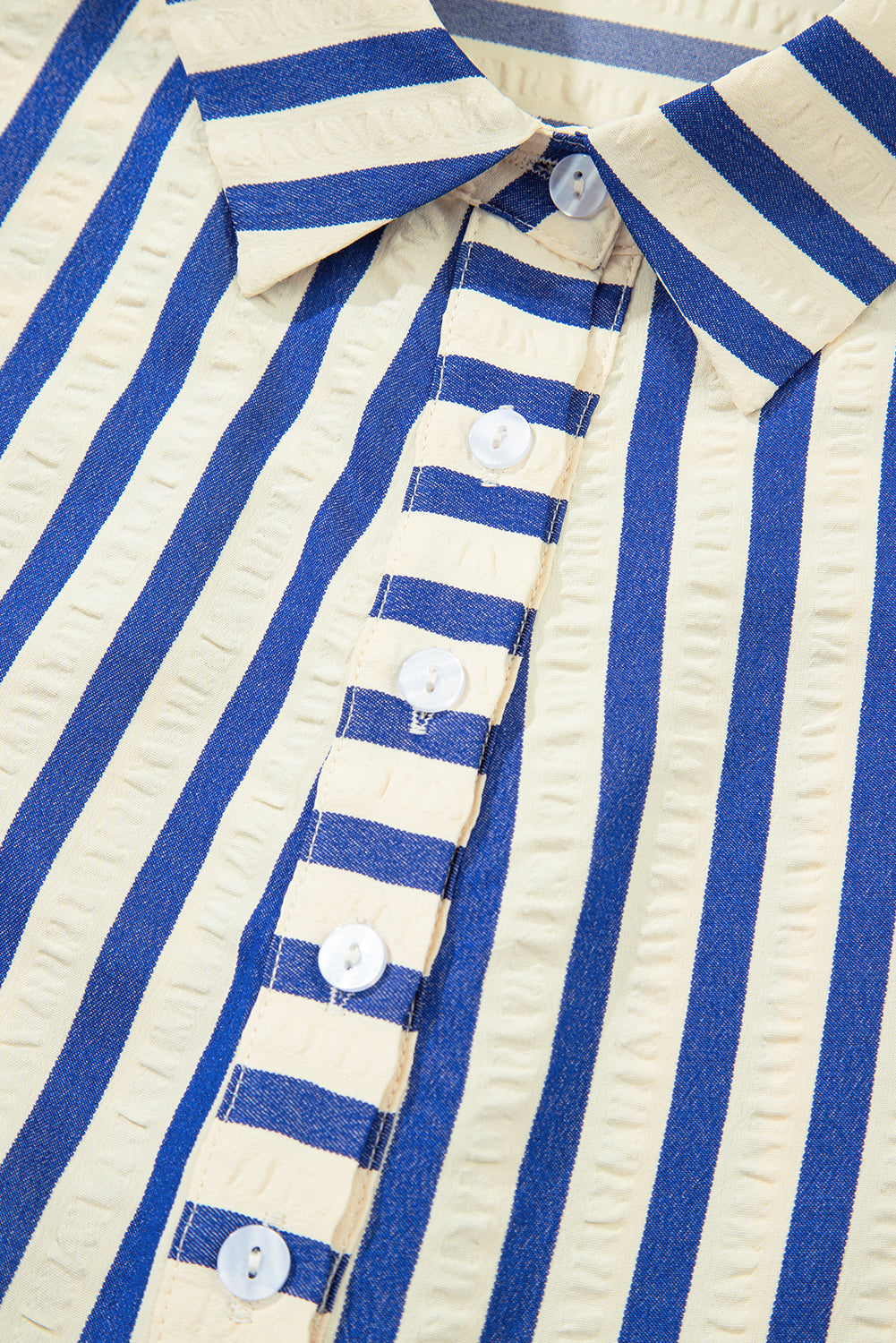 Blue Stripe Half Button Mini Dress