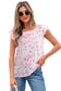 Pink Floral Ruffled Sleeve Bow Blouse