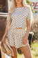 Tan Checker T Shirt and High Waist Skorts Set