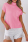 Pink Ribbed Knit Short Sleeve Sweater