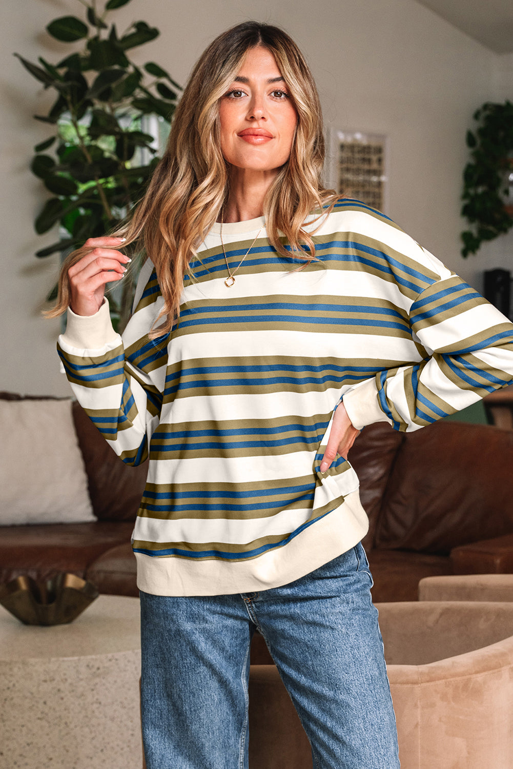 Striped Crew Neck Pullover