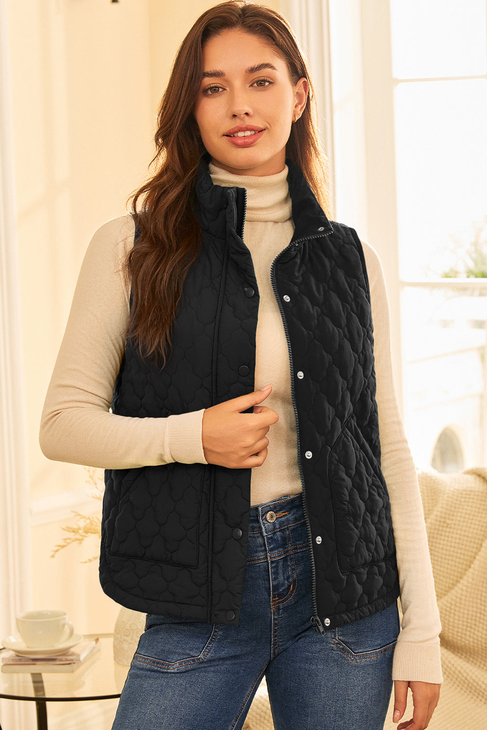 Quilted Snap Button Vest