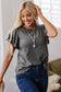 Dark Grey Ruffle Short Sleeve Top