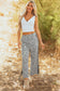 Gray Leopard High Waist Side Bow Straight Leg