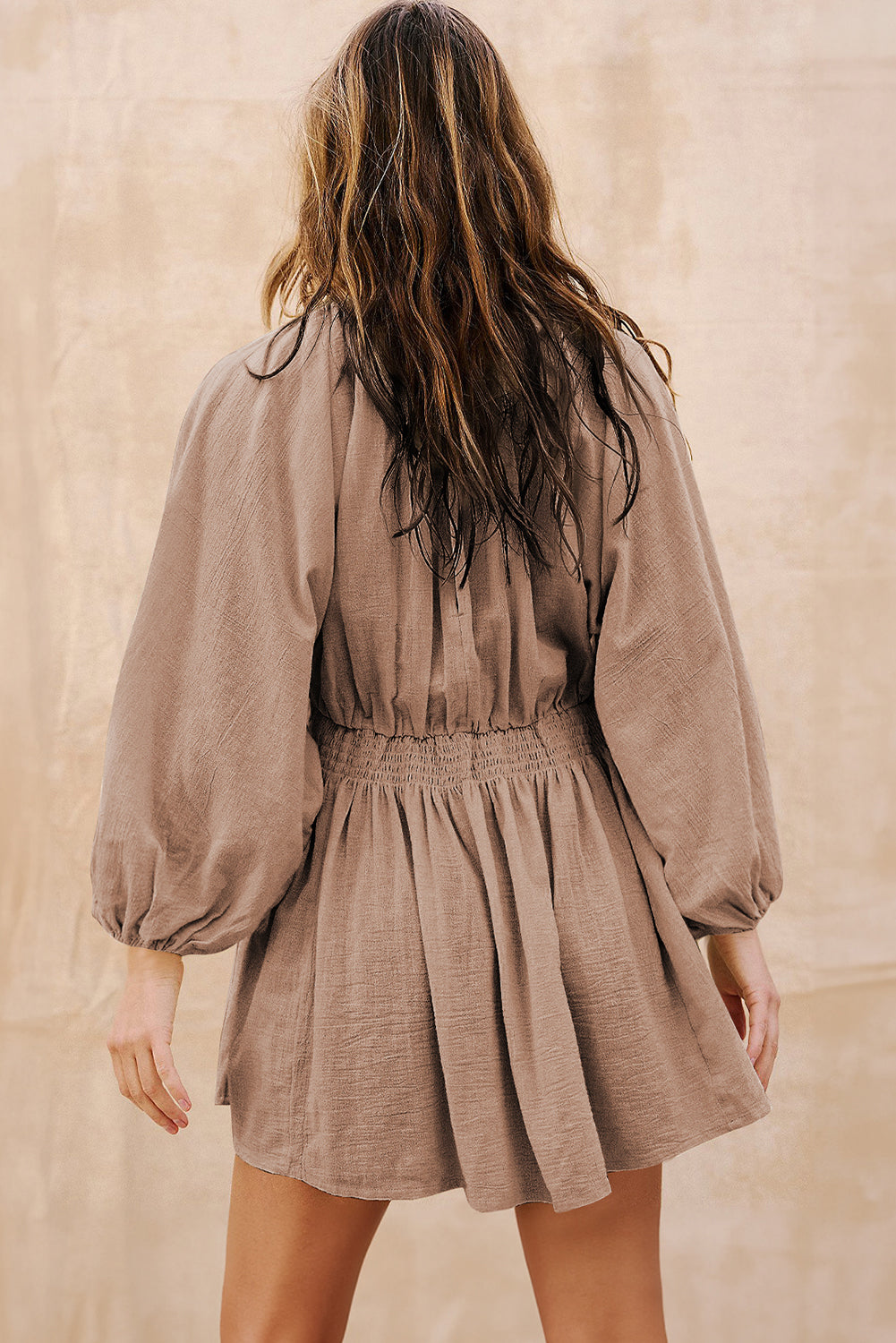 Deep V Neck Bubble Mini Dress