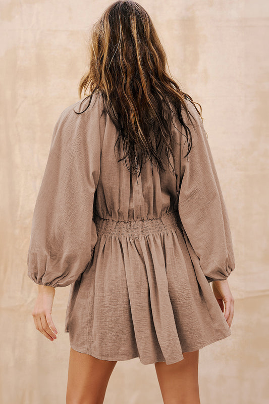 Deep V Neck Bubble Mini Dress