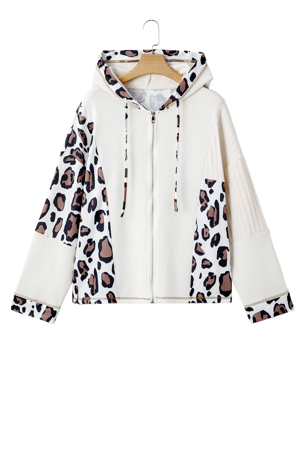 Oversized Leopard Patchwork Zip Up Hoodie
