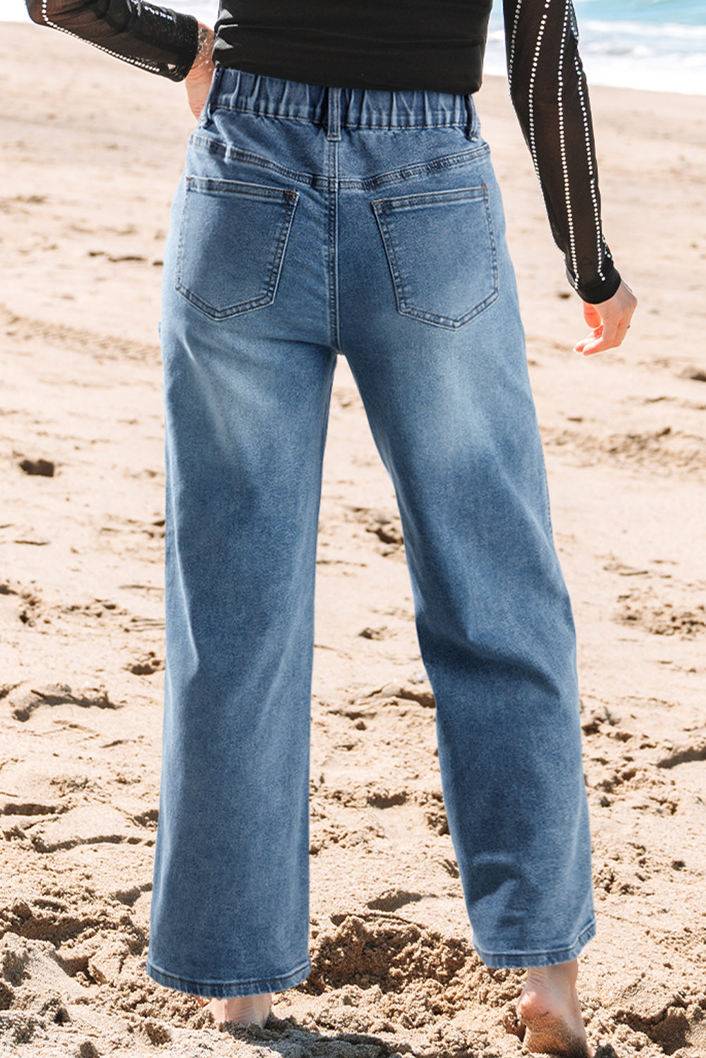 Star Patchwork Cropped Wide Leg Jeans