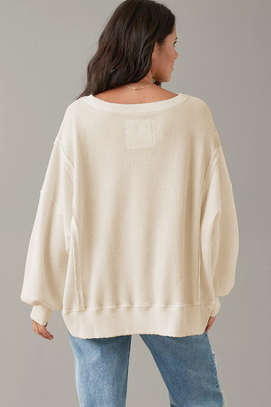 Waffle Knit Oversized Top