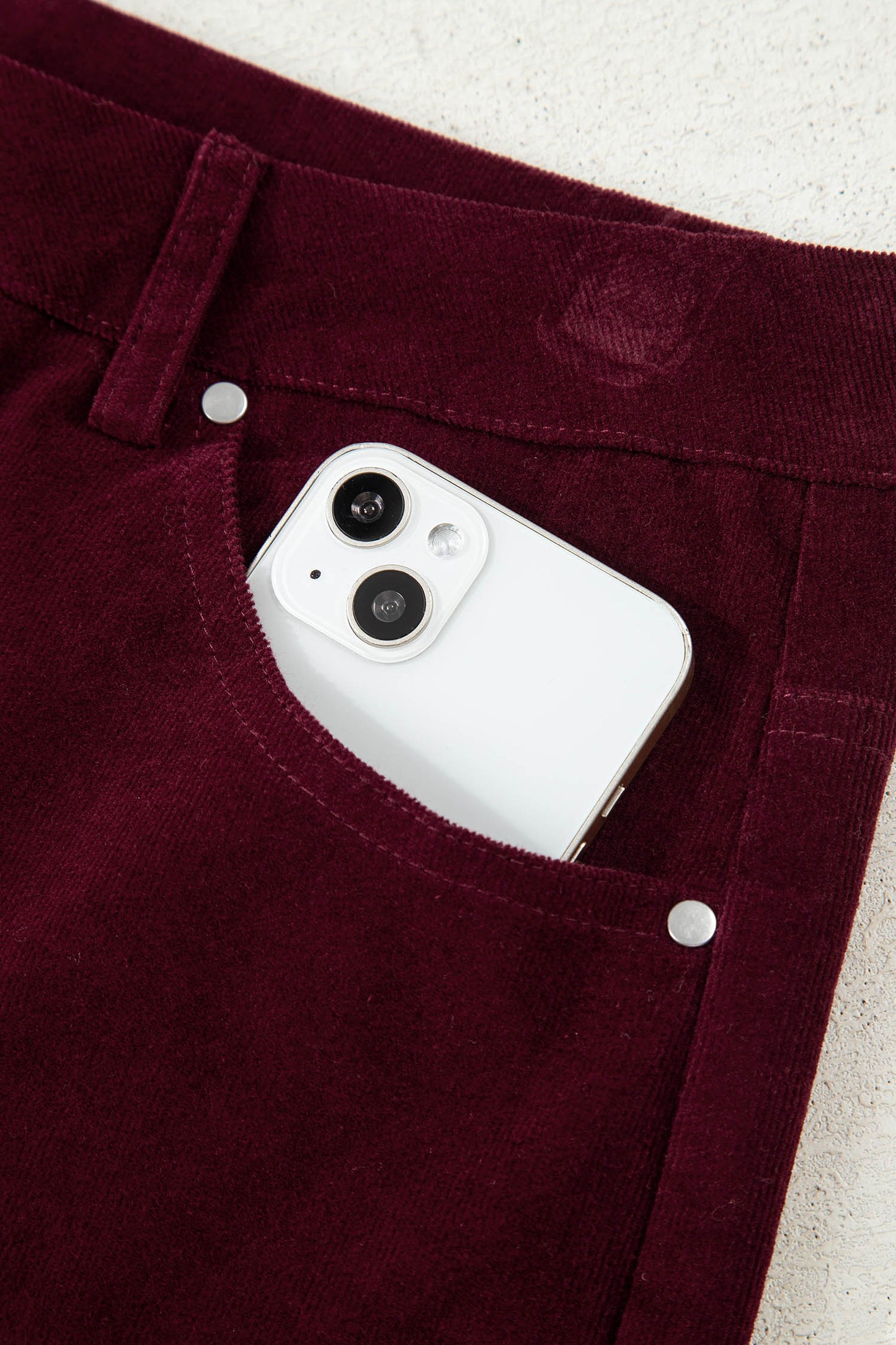 Burgundy Corduroy Wide Leg Pants