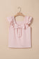 Pink Textured Bow Knot Frilled Butterfly Sleeve Blouse