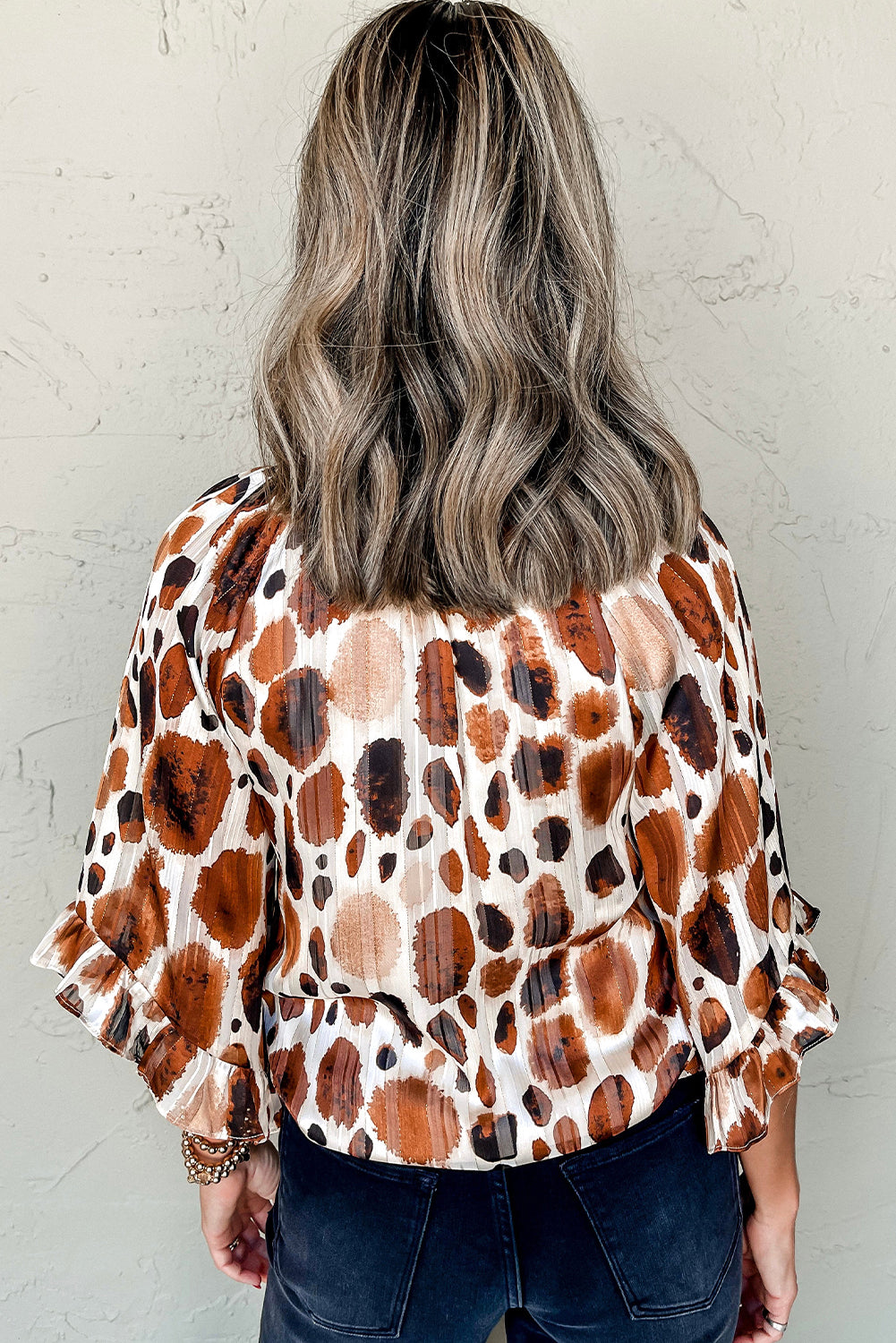 Brown Metallic Abstract  Blouse