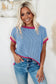 Blue Textured Contrast Trim T Shirt