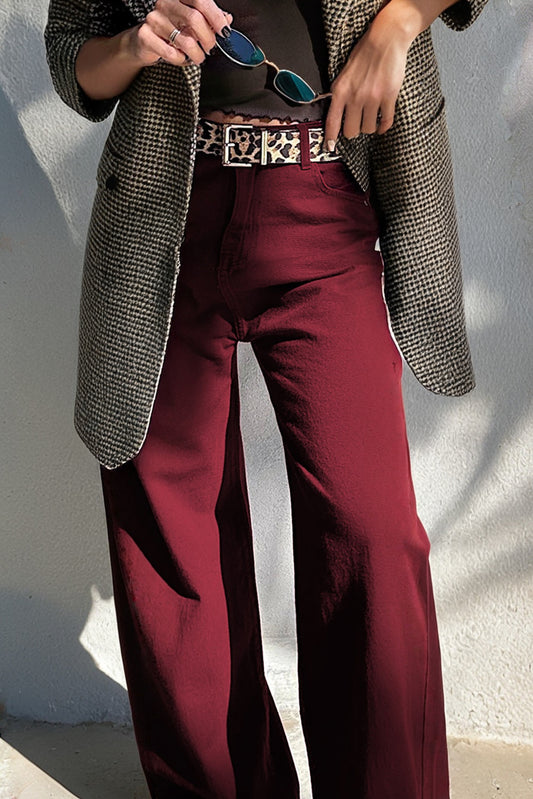 Straight High Waist Solid Color Jeans