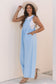 Blue Checkered Pocketed High Waist Wide Leg Overall