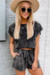 Black Acid Washed Short Set