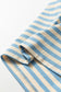 Sky Blue Stripe Contrast Crew Neck Drop Shoulder Loose Tee