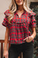 Festive Plaid Pearl Embellished Blouse
