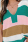 Multicolour Color Block V Neck Sweater T Shirt