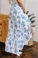 Blue Floral High Waist Ruffle Maxi Skirt