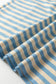 Sky Blue Stripe Contrast Crew Neck Drop Shoulder Loose Tee