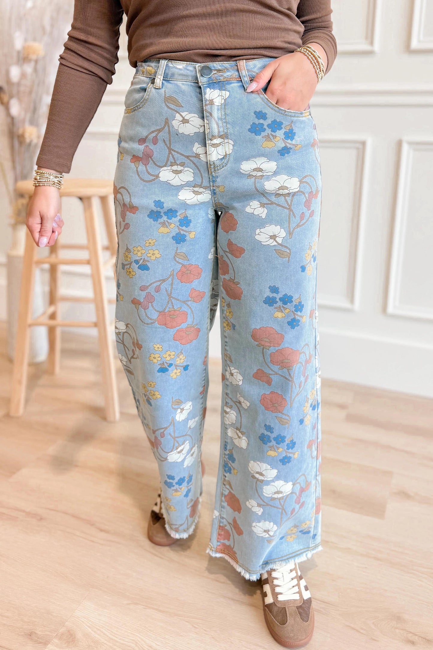 Floral Flare Printed Jeans