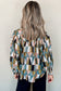 Green Geometric Print Buttoned Balloon Sleeve Blouse