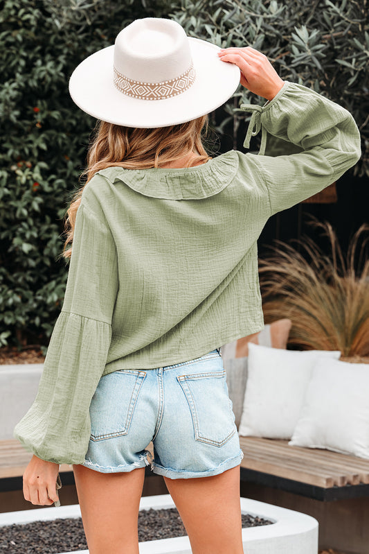 Sage Bow Tie Front Blouse