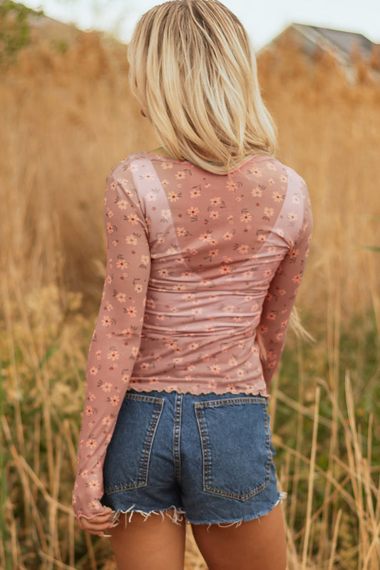 Vintage Floral Mesh Top